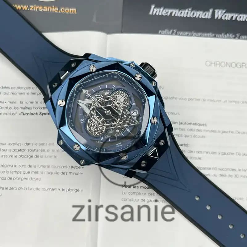 ساعت مچی مردانه هابلوت کهکشانی تمام آبی Hublot Big Bang SANG BLEU II Full Blue — تصویر ۶