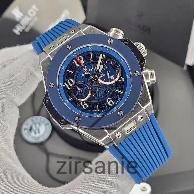 ساعت مچی مردانه هابلوت بیگ بنگ سیلور آبی Hublot BigBang Silver Blue — تصویر ۲