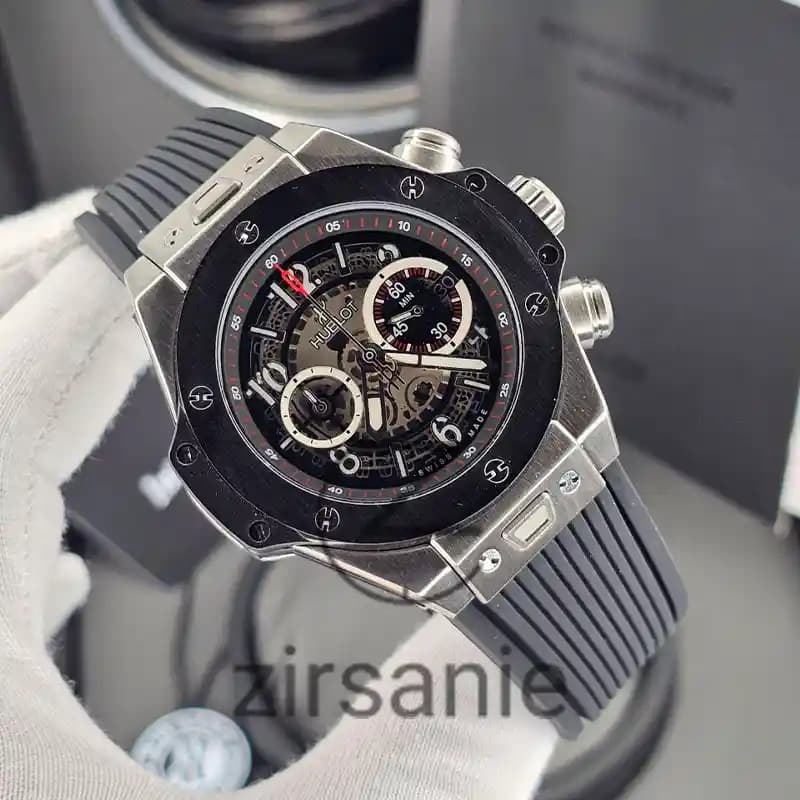 ساعت مچی مردانه هابلوت بیگ بنگ سیلور صفحه مشکی Hublot BigBang Silver Black — تصویر ۲