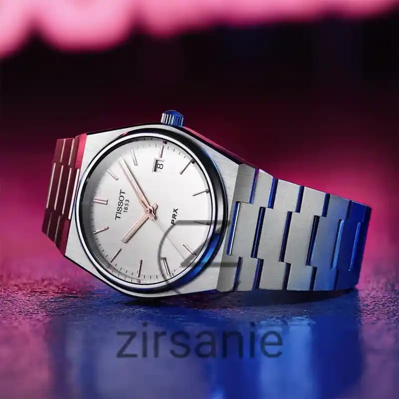 ساعت مچی مردانه تیسوت PRX سیلور صفحه سفید اندکس رزگلد Tissot PRX Gold Silver White Screen RoseGold Index — تصویر ۳