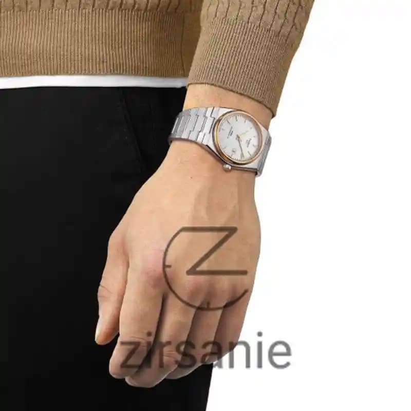 ساعت مچی مردانه تیسوت PRX سیلور رزگلد صفحه سفید Tissot PRX Gold Silver RoseGold White Screen — تصویر ۳