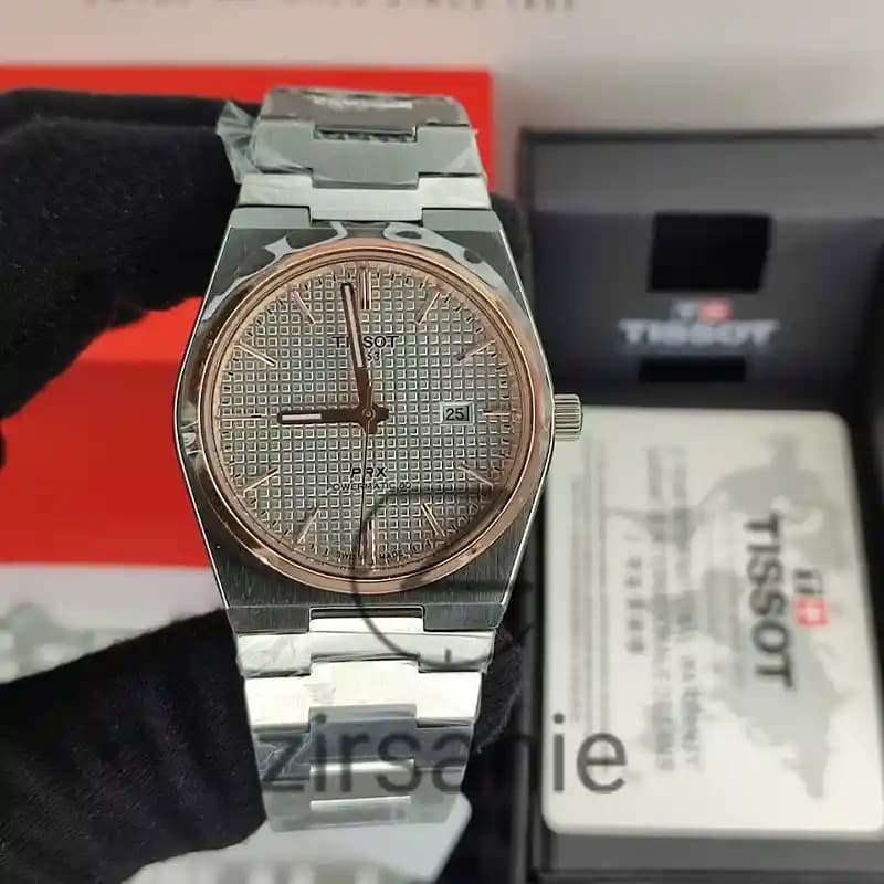 ساعت مچی مردانه تیسوت PRX سیلور رزگلد صفحه سفید Tissot PRX Gold Silver RoseGold White Screen — تصویر ۲