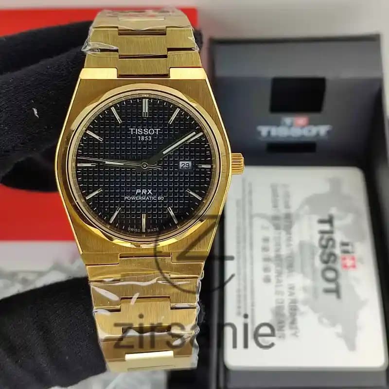 ساعت مچی مردانه تیسوت PRX طلایی صفحه مشکی Tissot PRX Gold Black Screen — تصویر ۲