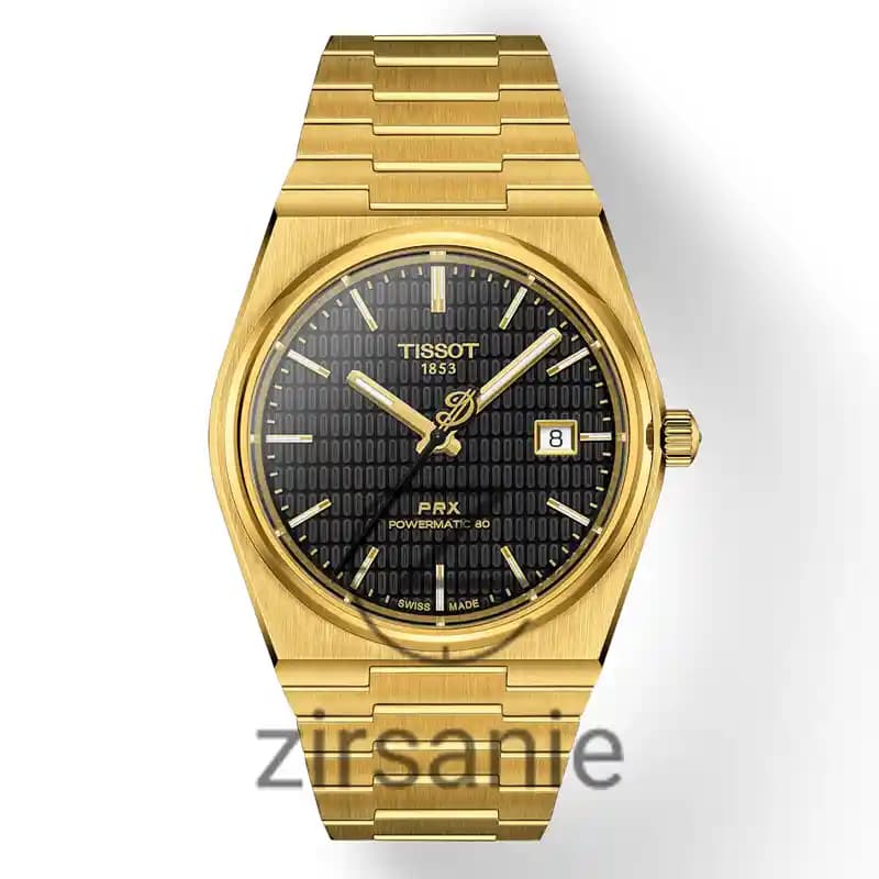 ساعت مچی مردانه تیسوت PRX طلایی صفحه مشکی Tissot PRX Gold Black Screen