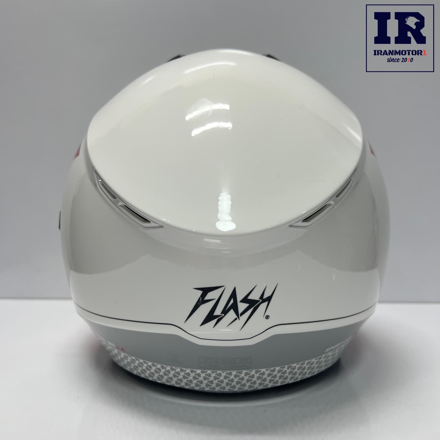 کلاه کاسکت بدون فک فلش Flash سفید قرمز کد 852 — تصویر ۲
