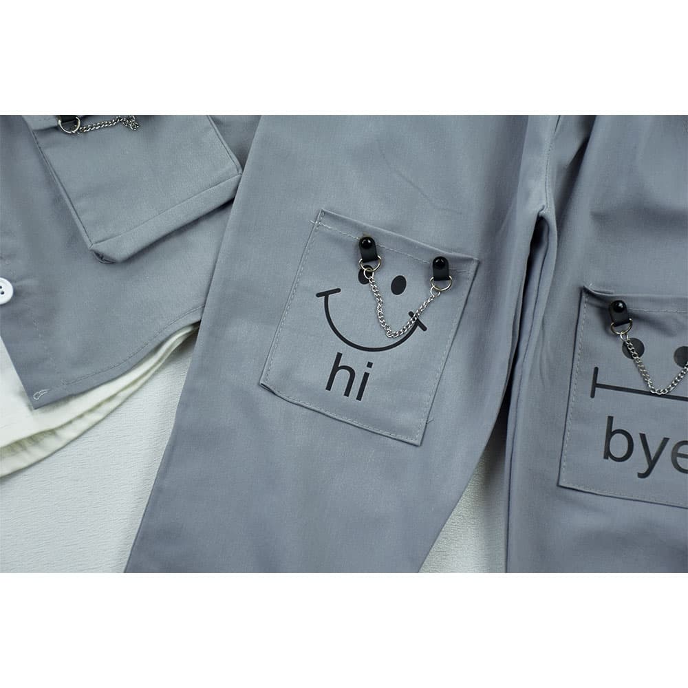 ست کت شلوار و تیشرت HI BYE دخترانه طوسی کد 7562 — تصویر ۶