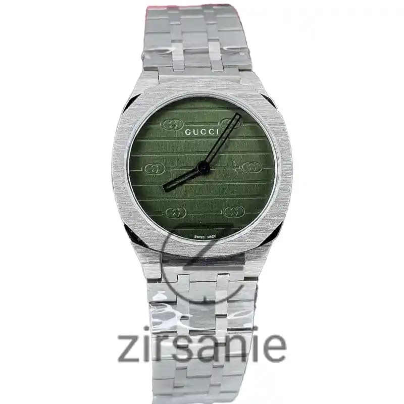 ساعت مچی زنانه و مردانه گوچی سیلور صفحه سبز Gucci Silver Green Screen