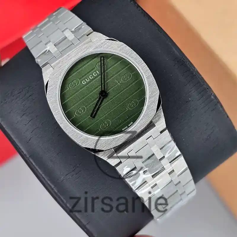 ساعت مچی زنانه و مردانه گوچی سیلور صفحه سبز Gucci Silver Green Screen — تصویر ۲