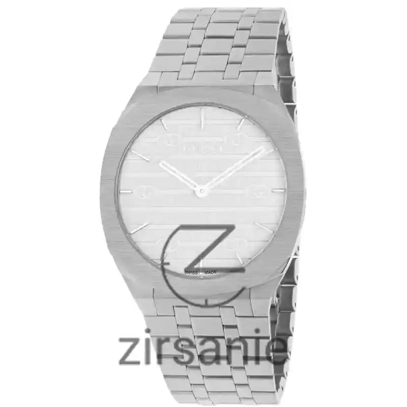 ساعت مچی زنانه و مردانه گوچی سیلور صفحه سفید Gucci Silver White Screen