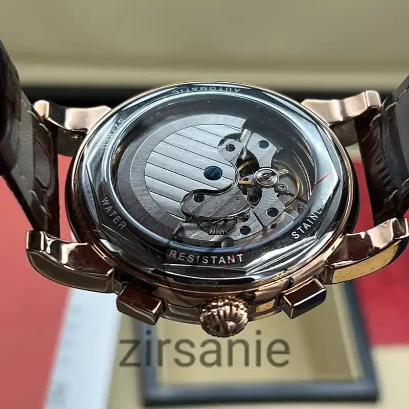 ساعت مچی مردانه پتک فیلیپ سه موتور اتوماتیک بند چرم رزگلد قهوه ای Pattek philipe Automatic leather strap RoseGold Brown — تصویر ۷