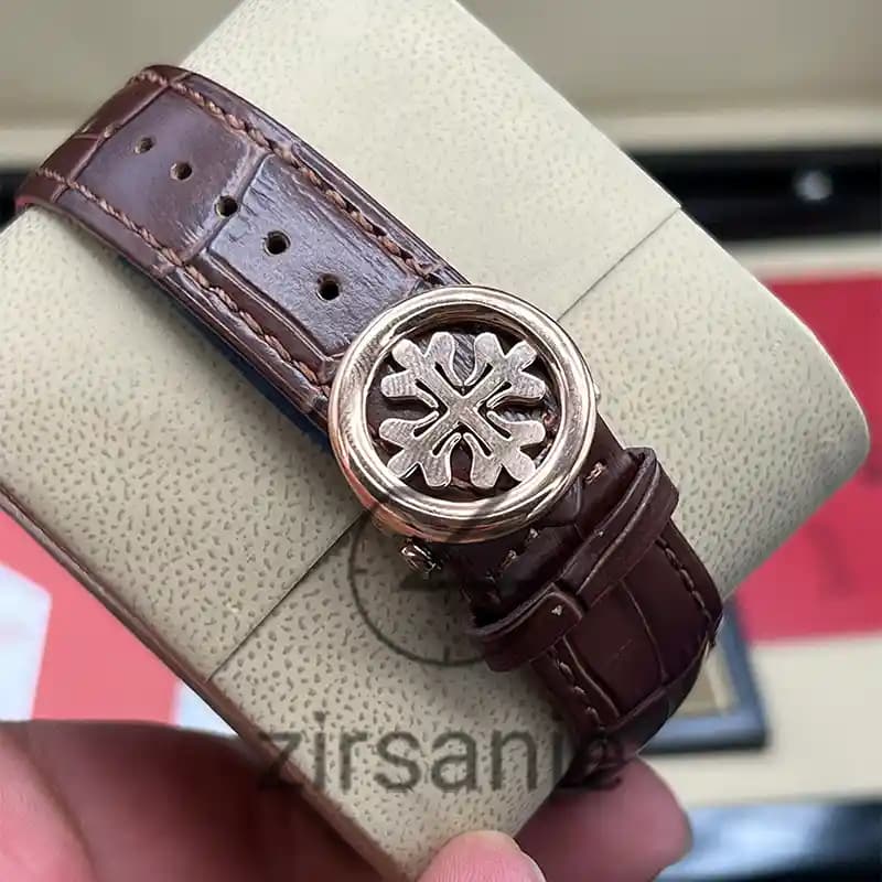 ساعت مچی مردانه پتک فیلیپ سه موتور اتوماتیک بند چرم رزگلد قهوه ای Pattek philipe Automatic leather strap RoseGold Brown — تصویر ۵