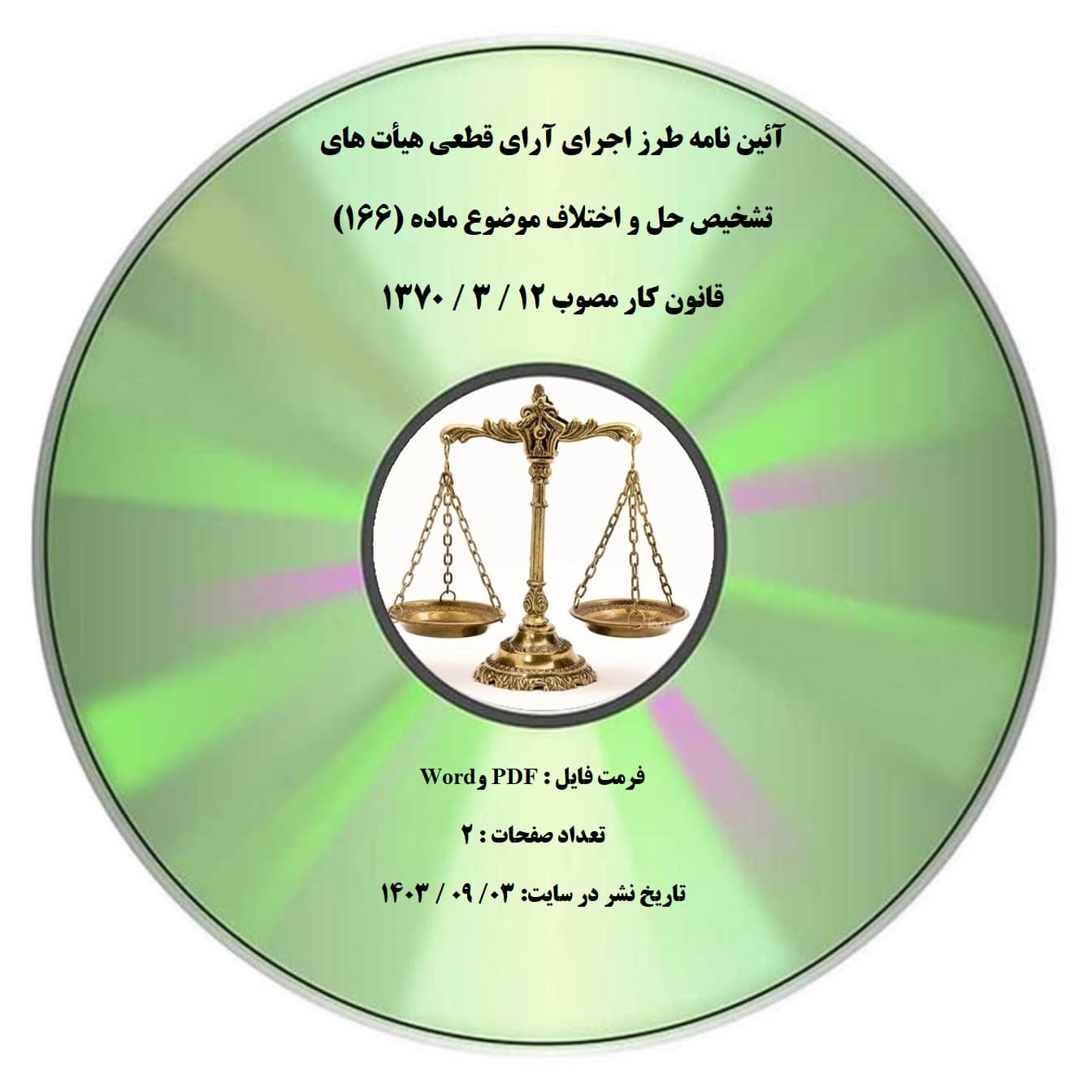 آئین نامه طرز اجرای آرای قطعی هیأت های تشخیص حل و اختلاف موضوع ماده (۱۶۶) قانون کار