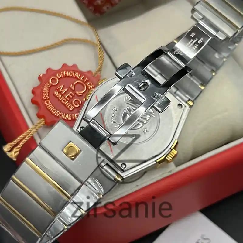 ساعت مچی مردانه امگا کانسلیشن دو رنگ سیلور طلایی صفحه سفید Omega Consilation Silver Gold White Screen — تصویر ۸