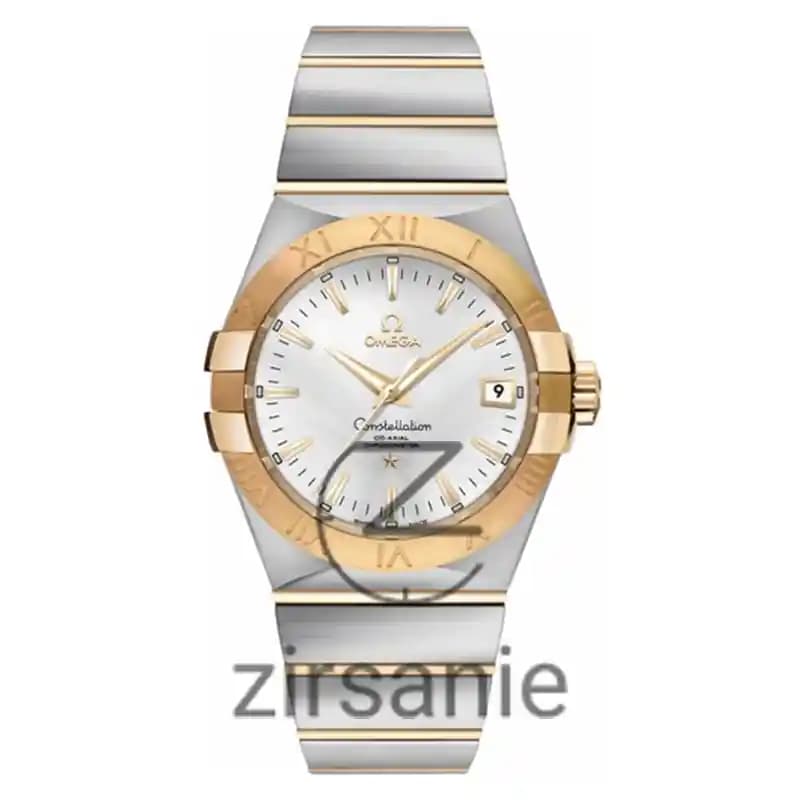 ساعت مچی مردانه امگا کانسلیشن دو رنگ سیلور طلایی صفحه سفید Omega Consilation Silver Gold White Screen