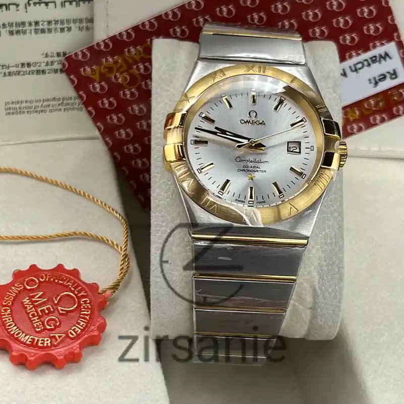 ساعت مچی مردانه امگا کانسلیشن دو رنگ سیلور طلایی صفحه سفید Omega Consilation Silver Gold White Screen — تصویر ۲