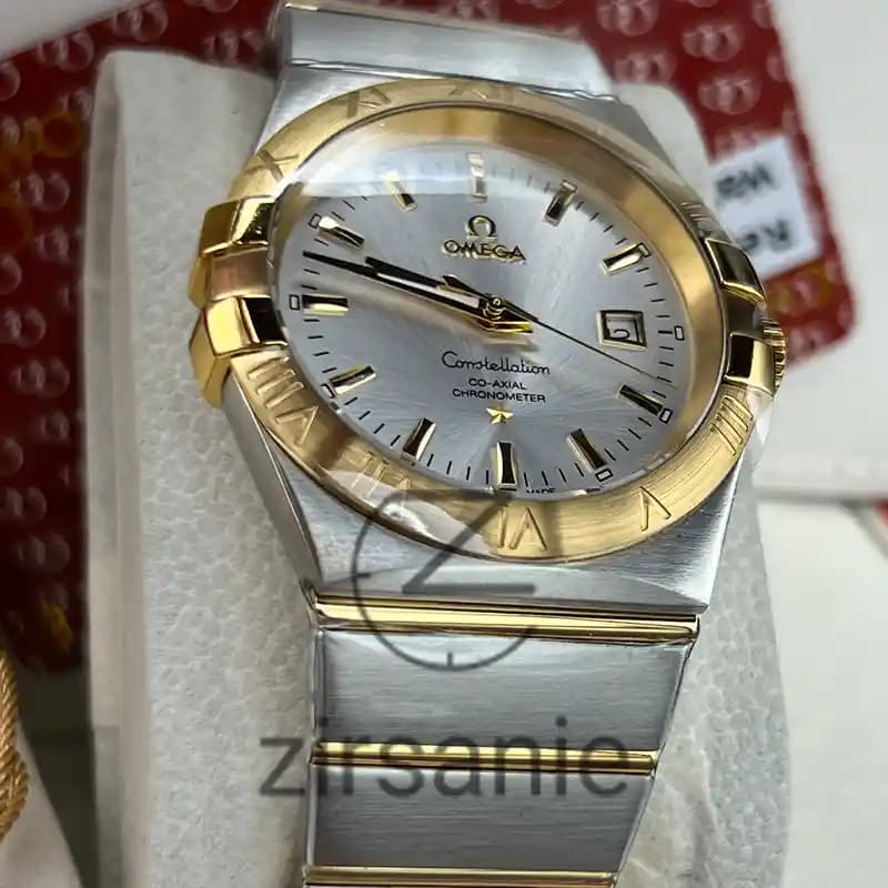 ساعت مچی مردانه امگا کانسلیشن دو رنگ سیلور طلایی صفحه سفید Omega Consilation Silver Gold White Screen — تصویر ۳