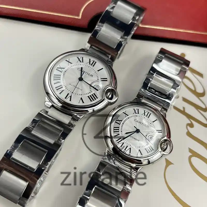 ساعت مچی کارتیر بالن بلو اتومات سیلور صفحه سفید (ست) Cartier Ballon Bleu Automat Silver White Screen — تصویر ۶