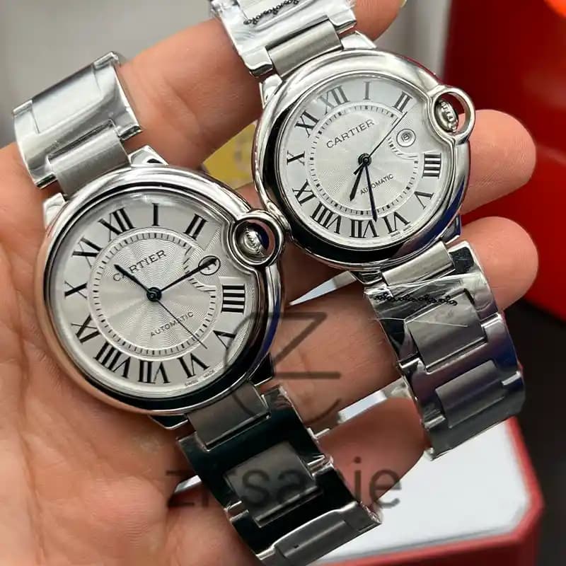 ساعت مچی کارتیر بالن بلو اتومات سیلور صفحه سفید (ست) Cartier Ballon Bleu Automat Silver White Screen — تصویر ۳