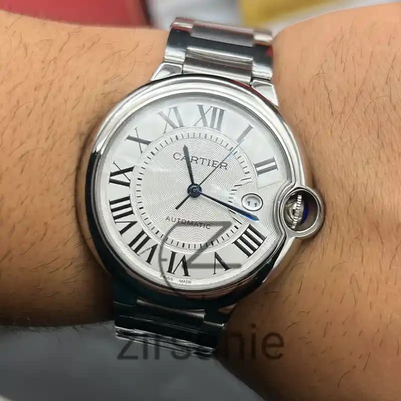 ساعت مچی مردانه کارتیر بالن بلو اتومات سیلور صفحه سفید Cartier Ballon Bleu Automat Silver White Screen — تصویر ۷