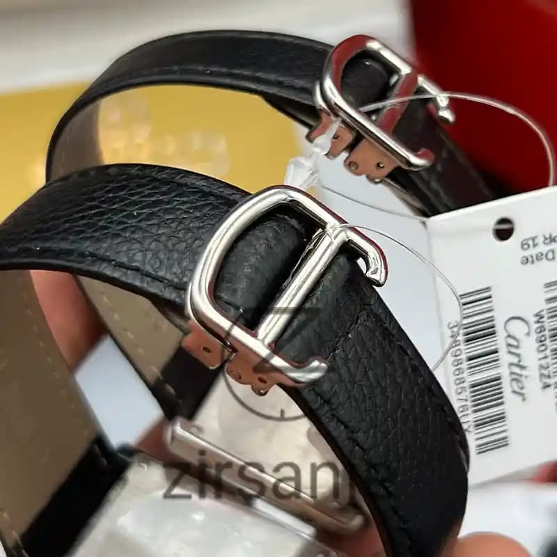 ساعت مچی کارتیر تانک سیلور صفحه سفید بند چرم (ست) Cartier Tank Silver White screen Leather Strap — تصویر ۶