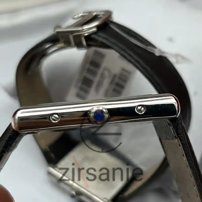 ساعت مچی کارتیر تانک سیلور صفحه سفید بند چرم Cartier Tank Silver White screen Leather Strap — تصویر ۸