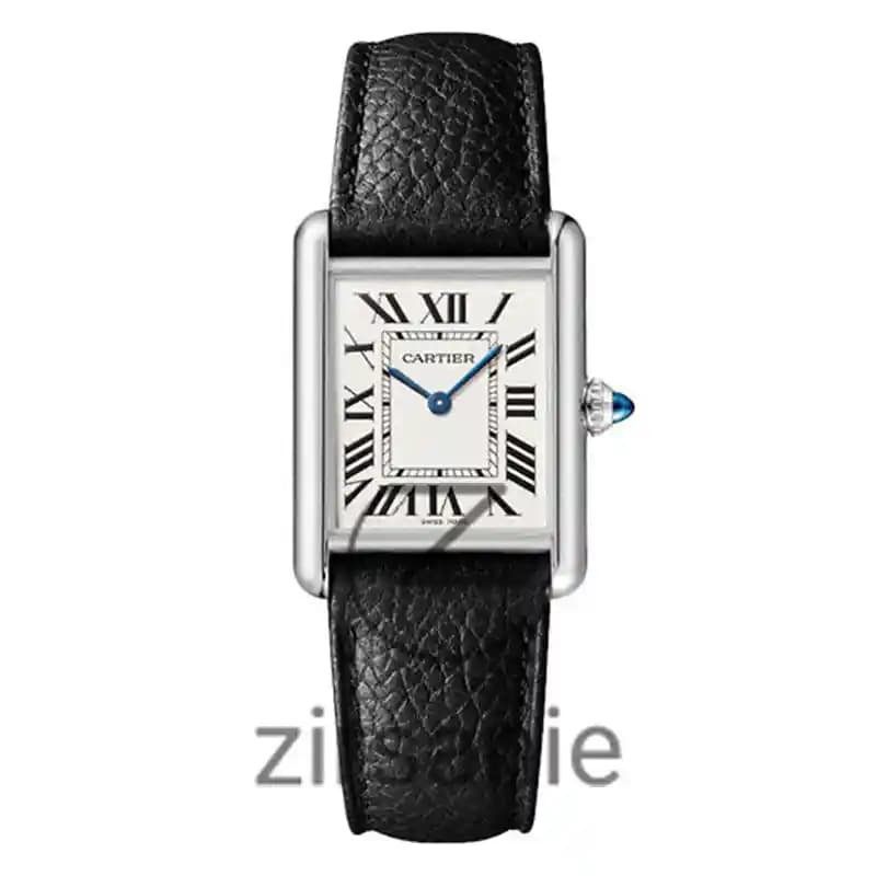 ساعت مچی کارتیر تانک سیلور صفحه سفید بند چرم Cartier Tank Silver White screen Leather Strap