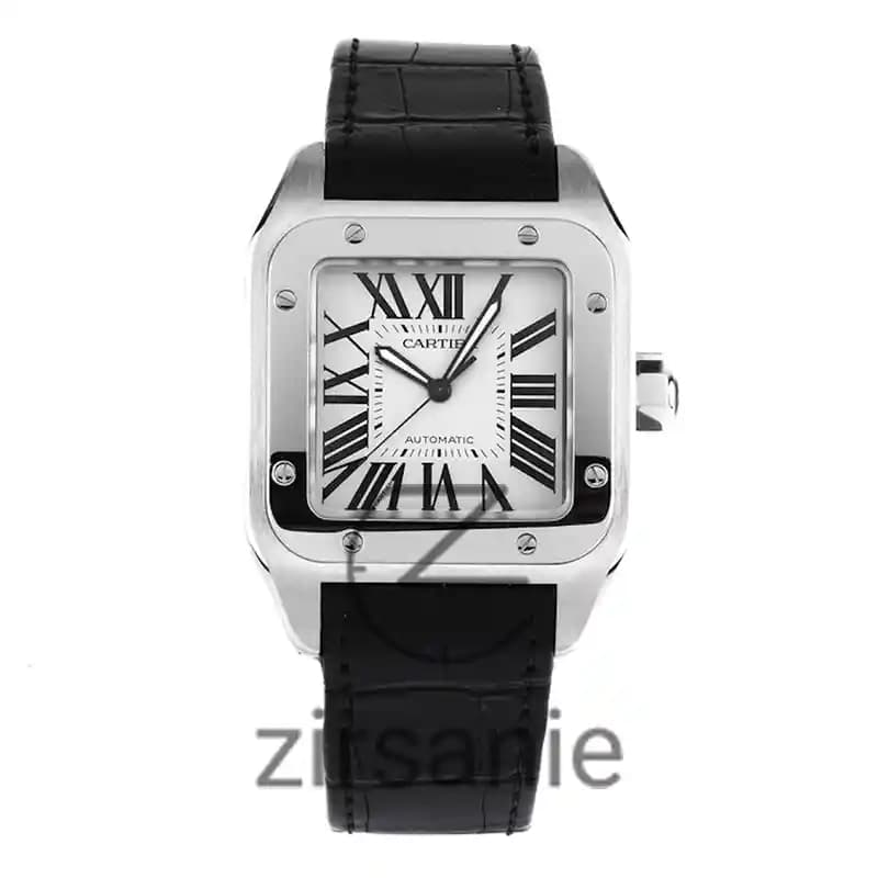 ساعت مچی مردانه کارتیر د سانتوز سیلور صفحه سفید Cartier de Santos Metal Silver White screen