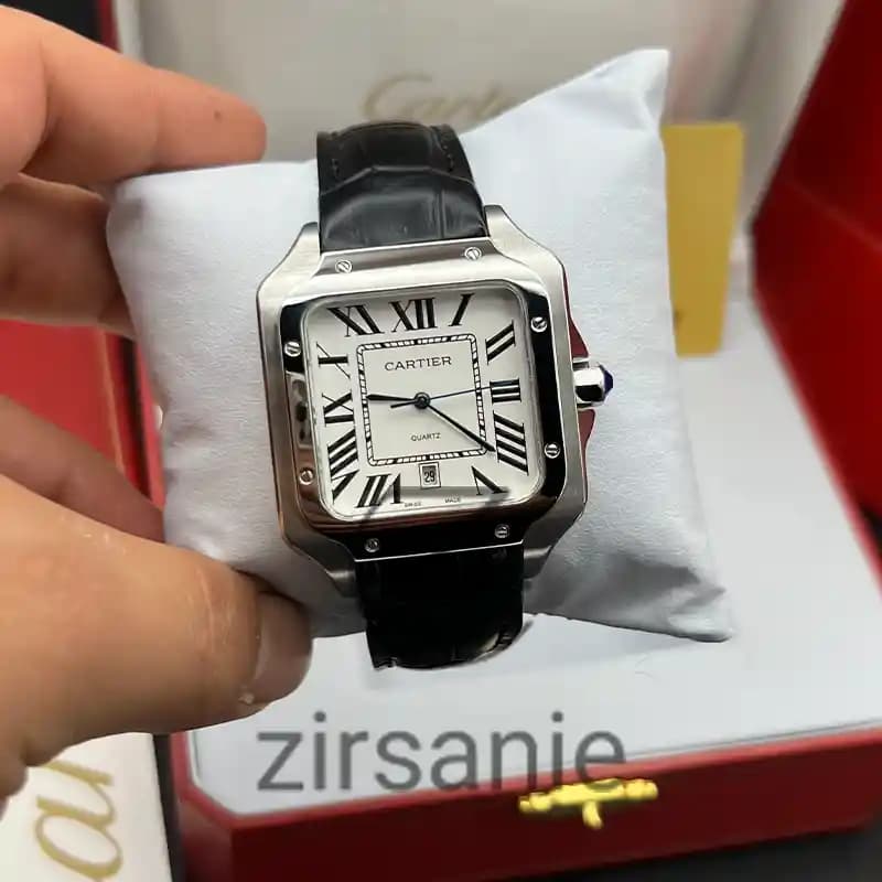 ساعت مچی مردانه کارتیر د سانتوز سیلور صفحه سفید Cartier de Santos Metal Silver White screen — تصویر ۴