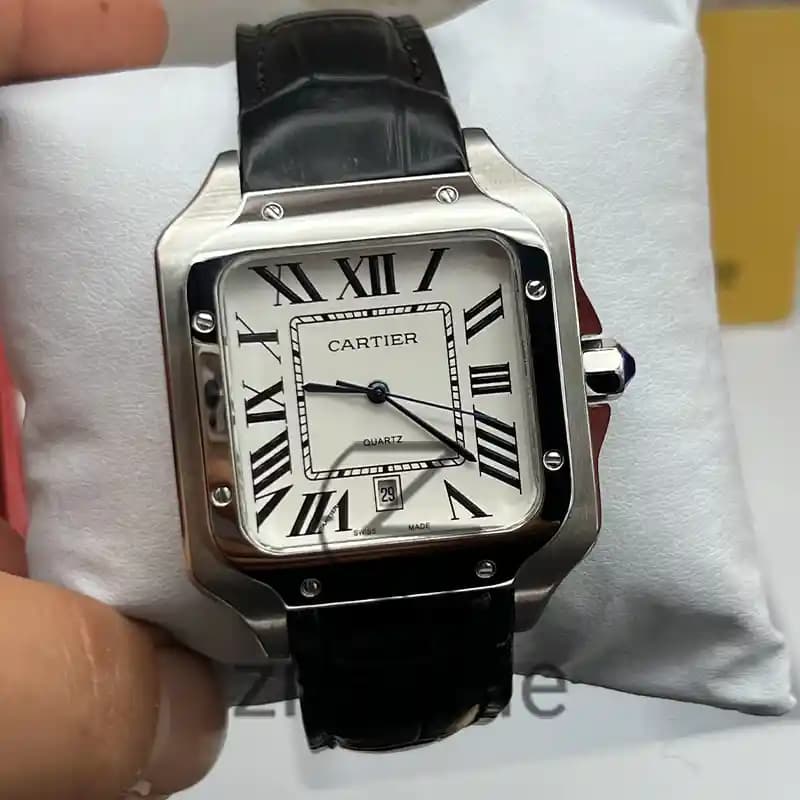 ساعت مچی مردانه کارتیر د سانتوز سیلور صفحه سفید Cartier de Santos Metal Silver White screen — تصویر ۵