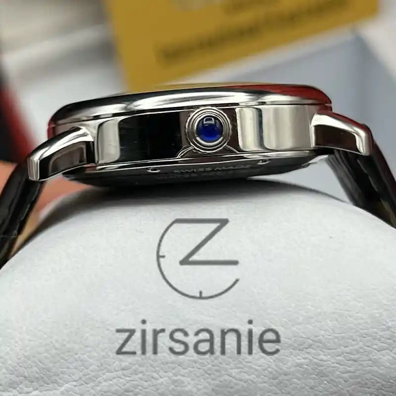 ساعت مچی مردانه کارتیر روندسولو اتومات سیلور بند چرم Cartier Rond Solo Automat Silver leather strap — تصویر ۶