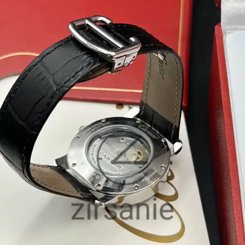 ساعت مچی مردانه کارتیر روندسولو اتومات سیلور بند چرم Cartier Rond Solo Automat Silver leather strap — تصویر ۸
