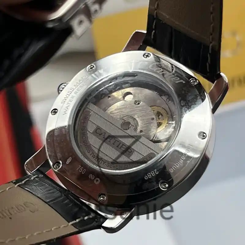 ساعت مچی مردانه کارتیر روندسولو اتومات سیلور بند چرم Cartier Rond Solo Automat Silver leather strap — تصویر ۷