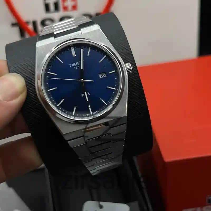 ساعت مچی مردانه تیسوت پی ار ایکس اتوماتیک سیلور صفحه آبی Tissot Prx Automatic Silver Blue Screen — تصویر ۵