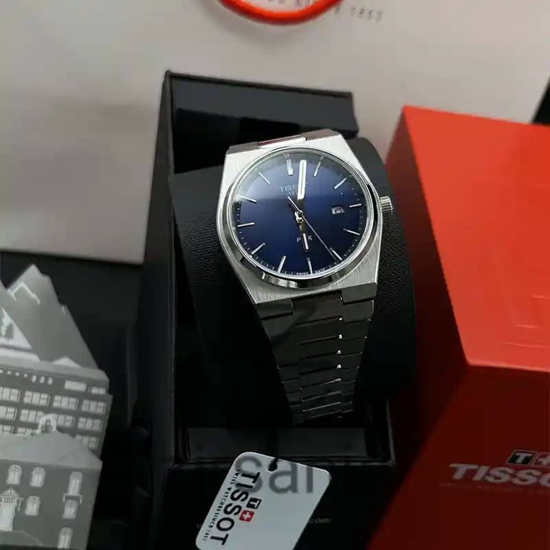 ساعت مچی مردانه تیسوت پی ار ایکس اتوماتیک سیلور صفحه آبی Tissot Prx Automatic Silver Blue Screen — تصویر ۲