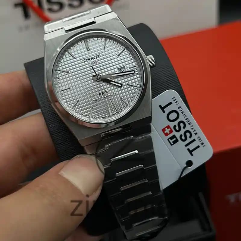 ساعت مچی مردانه تیسوت اتومات سیلور صفحه سفید Tissot PRX Powermatic 80 Automat Silver White — تصویر ۶