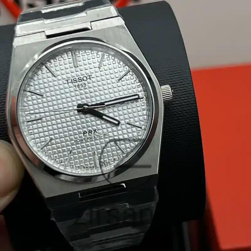 ساعت مچی مردانه تیسوت اتومات سیلور صفحه سفید Tissot PRX Powermatic 80 Automat Silver White — تصویر ۳
