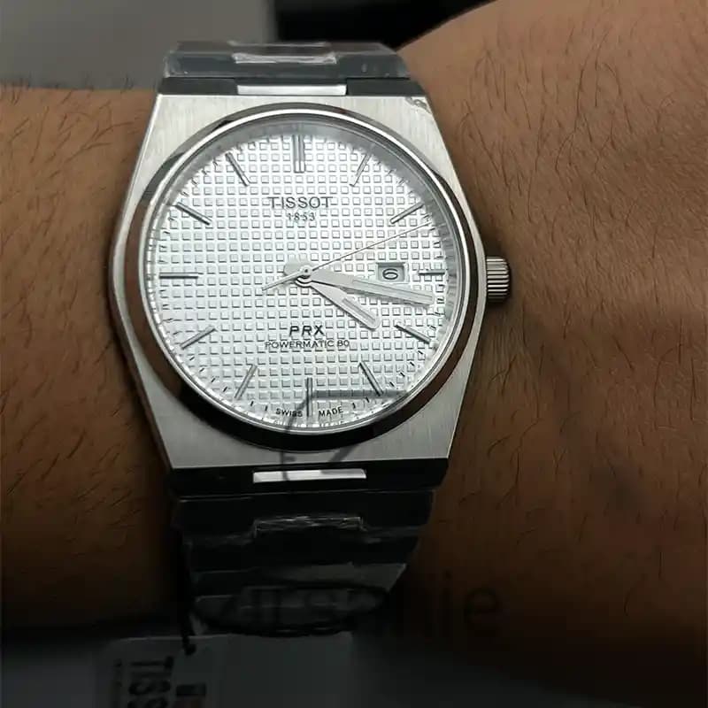 ساعت مچی مردانه تیسوت اتومات سیلور صفحه سفید Tissot PRX Powermatic 80 Automat Silver White — تصویر ۷
