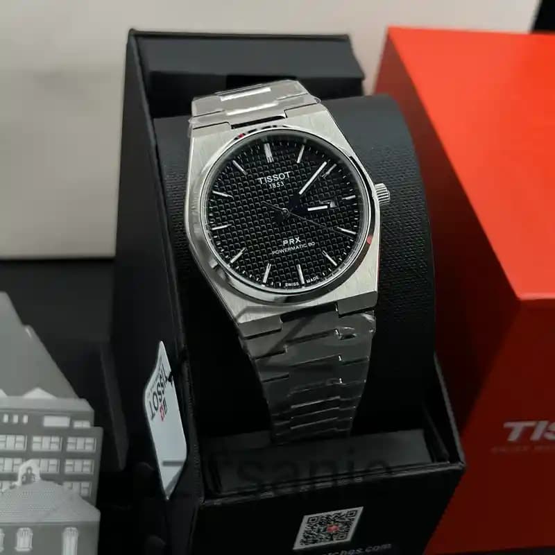 ساعت مچی مردانه تیسوت اتومات سیلور صفحه مشکی Tissot PRX Powermatic 80 Automat Silver Black — تصویر ۲