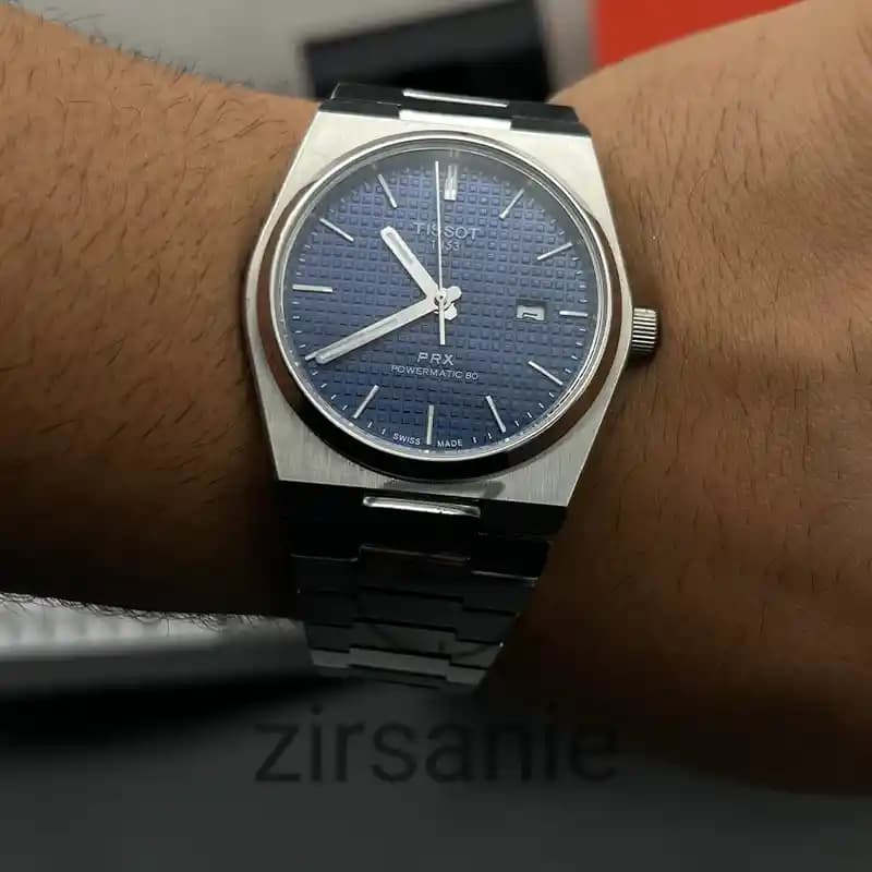 ساعت مچی مردانه تیسوت اتومات سیلور صفحه سرمهای Tissot PRX Powermatic 80 Automat Silver Navy — تصویر ۸
