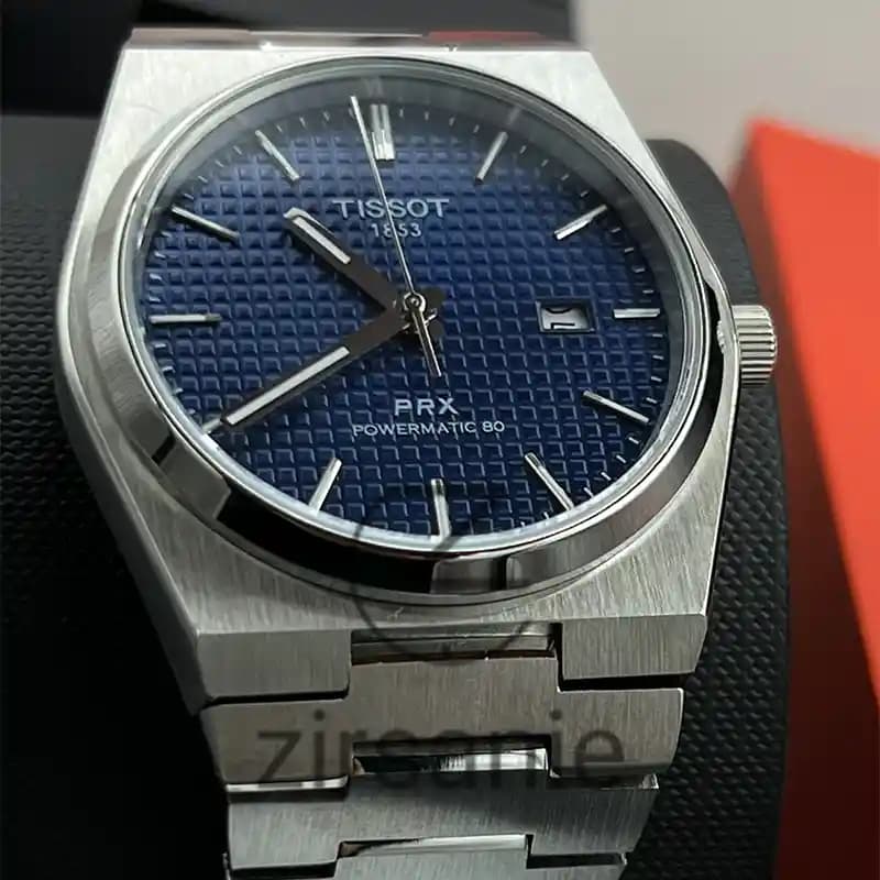 ساعت مچی مردانه تیسوت اتومات سیلور صفحه سرمهای Tissot PRX Powermatic 80 Automat Silver Navy — تصویر ۴