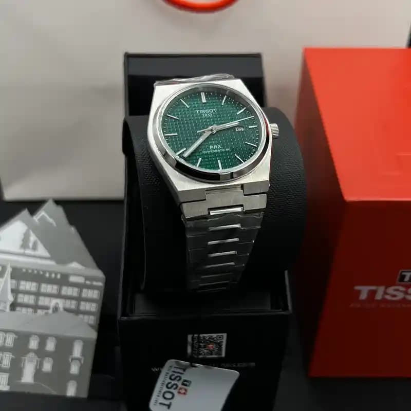 ساعت مچی مردانه تیسوت اتومات سیلور صفحه سبز Tissot PRX Powermatic 80 Automat Silver Green — تصویر ۲