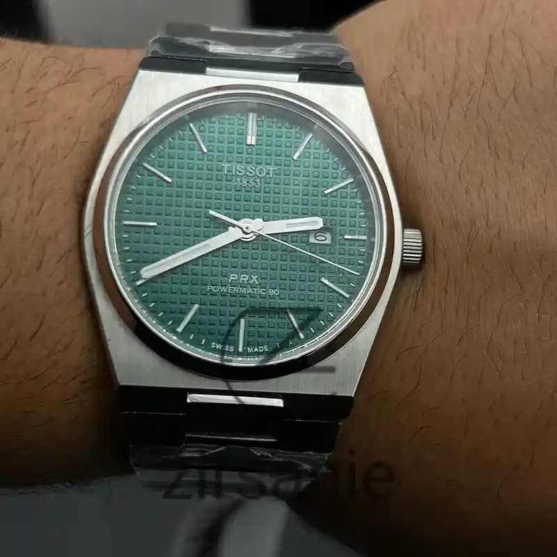 ساعت مچی مردانه تیسوت اتومات سیلور صفحه سبز Tissot PRX Powermatic 80 Automat Silver Green — تصویر ۸