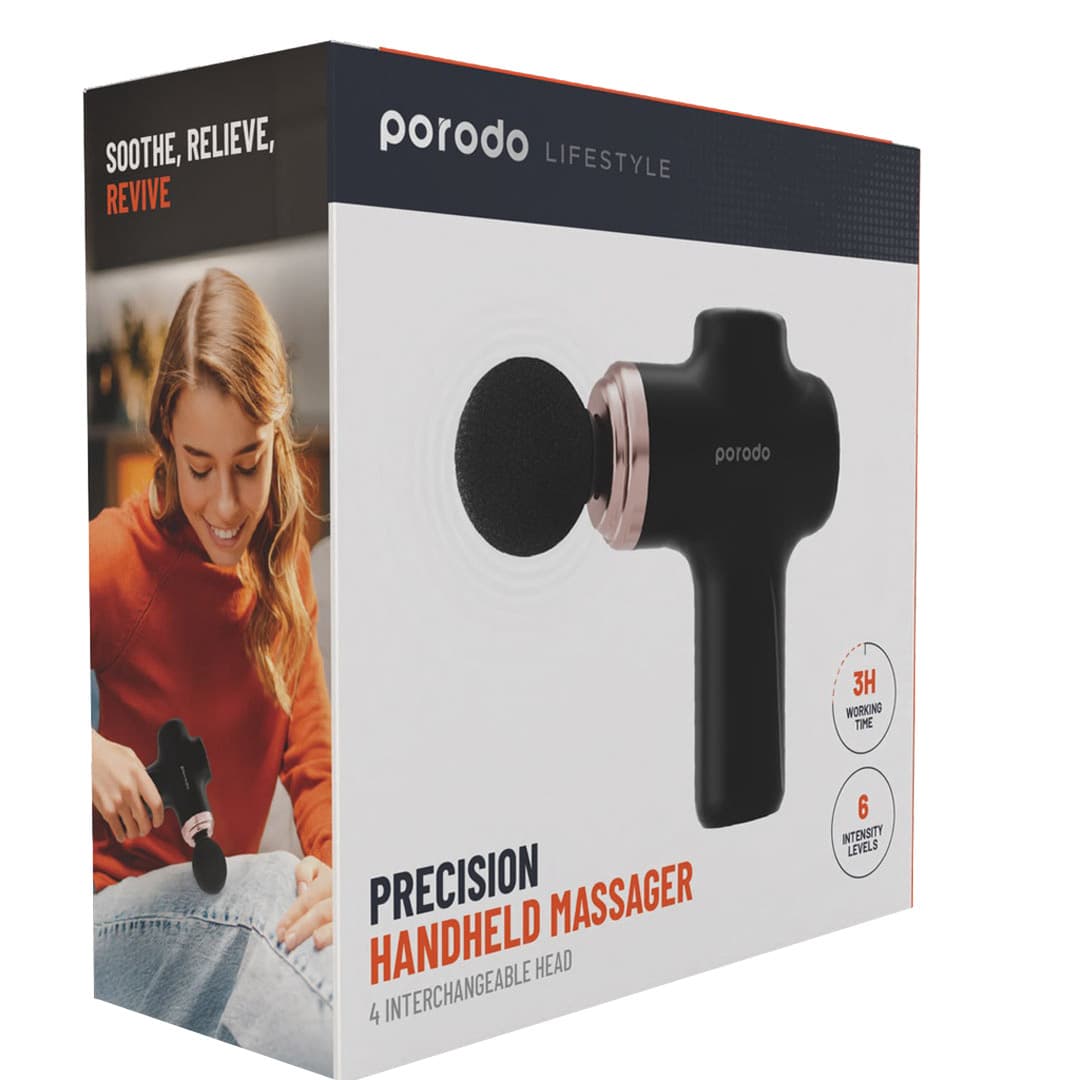 ماساژور پرودو مدل porodo precision handheld massager 4 interchangeable head fmgun — تصویر ۲