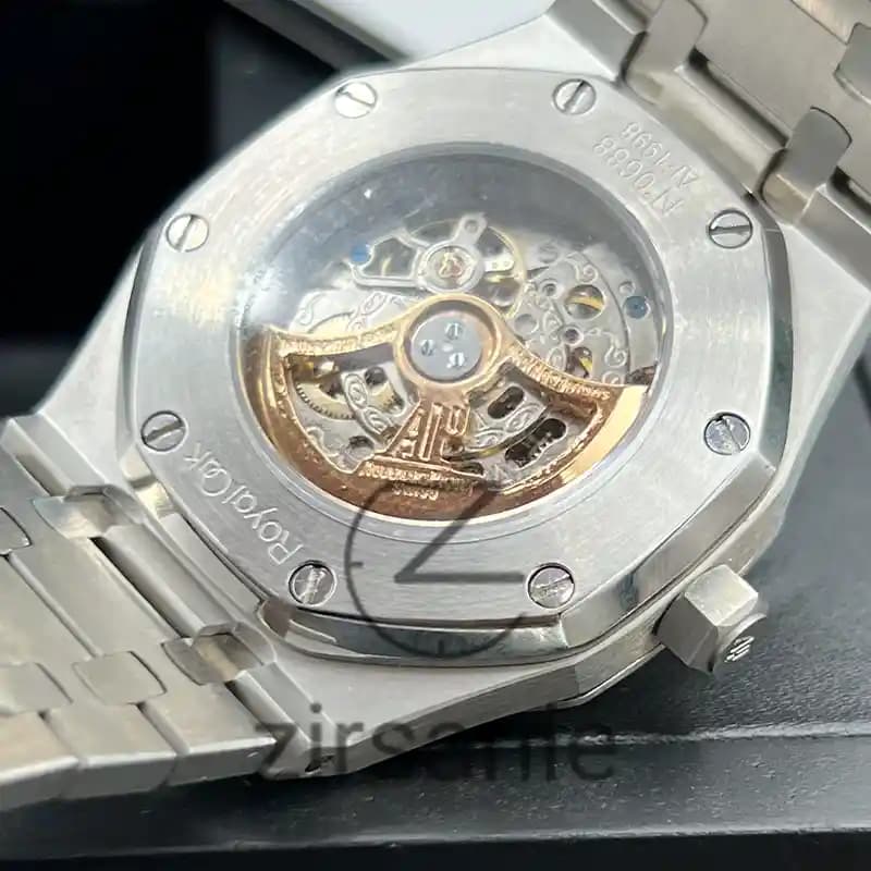 ساعت مچی مردانه اودمار پیگه صفحه اسکلتون سیلور دور نگین Audemars Piguet Silver Skeleton Daimand — تصویر ۶