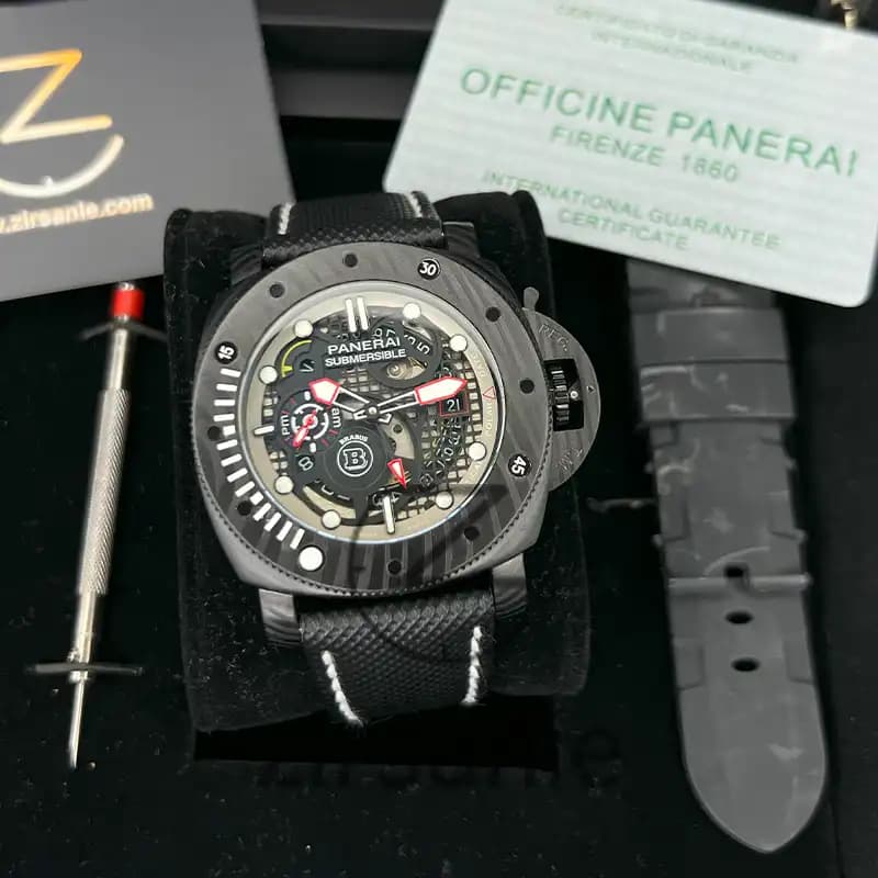 ساعت مچی مردانه پنرای اتوماتیک سابمرسیبل فول مشکی Panerai Submersible Full Black — تصویر ۷