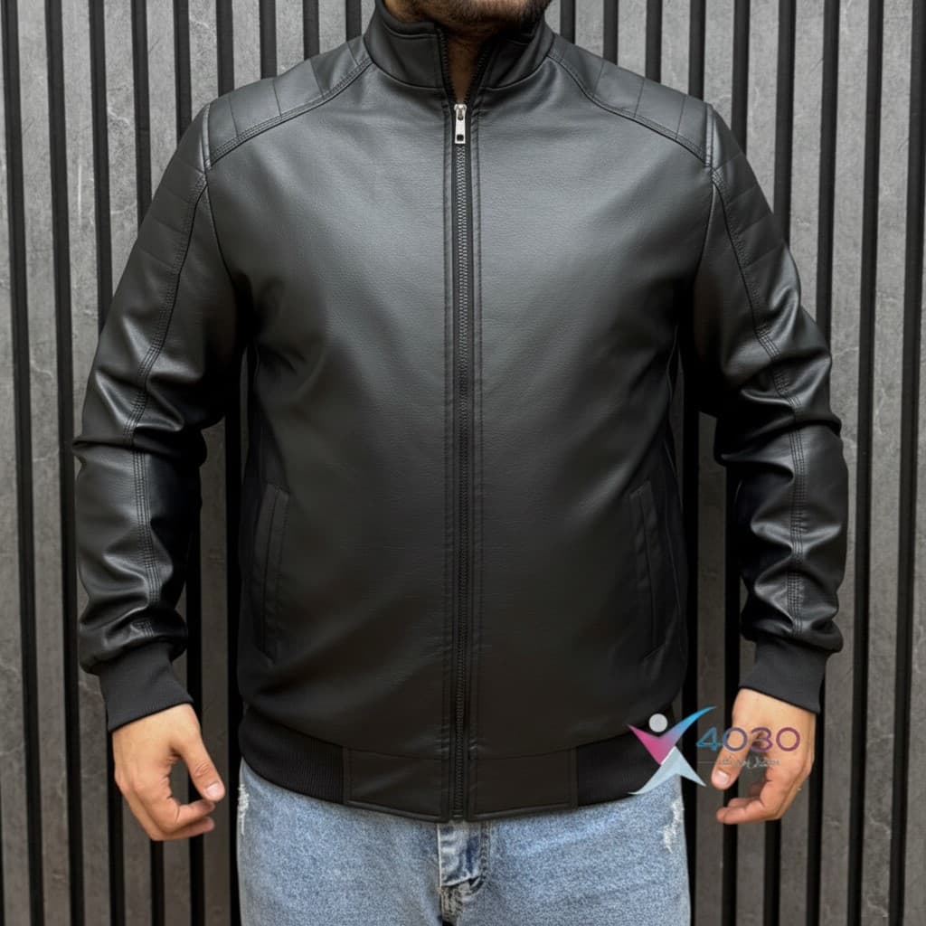 کاپشن چرم بیسیک BLACK سوپرسایز ( 5299 ) — تصویر ۵