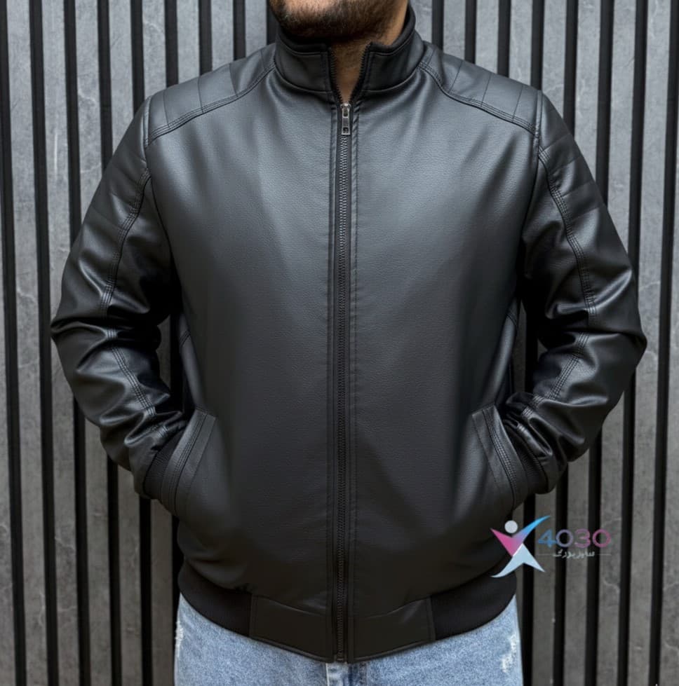 کاپشن چرم بیسیک BLACK سوپرسایز ( 5299 ) — تصویر ۶