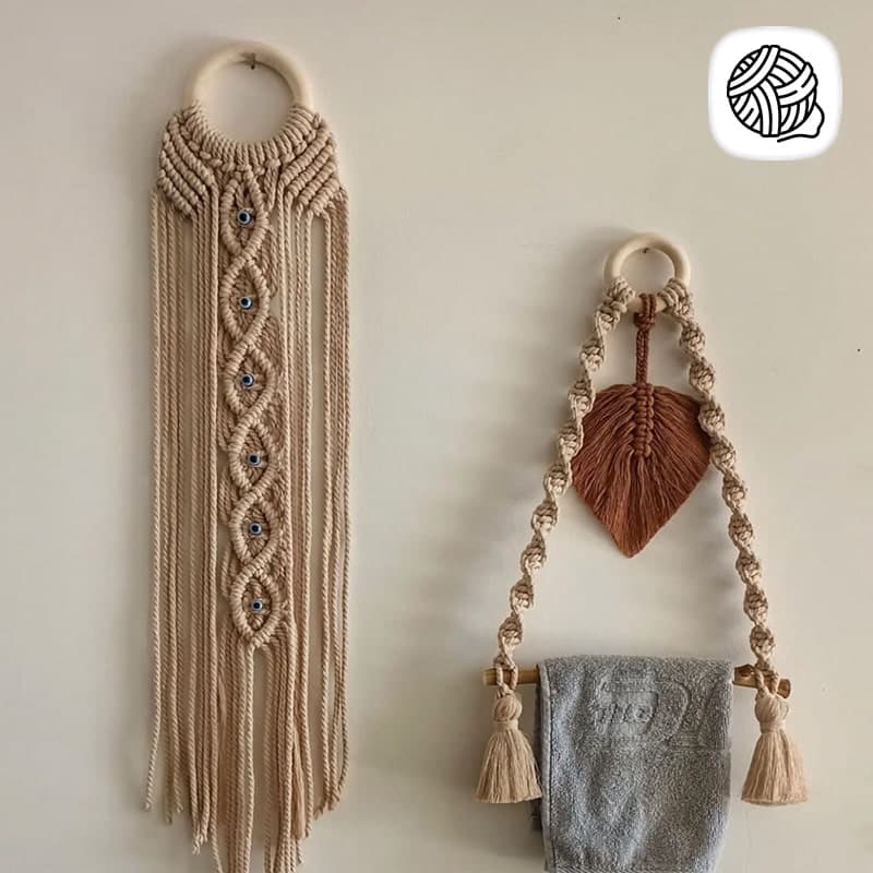 ست جا حوله ای مکرومه بافی و آویز مدل چشم نظر