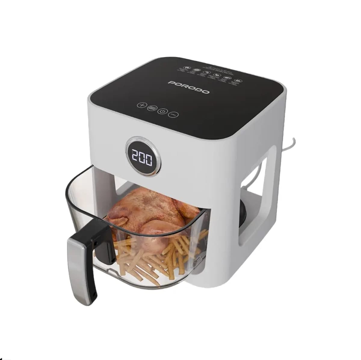هواپز شیشه ای 5 لیتری پرودو مدل PORODO GLASS POT AIR FRYER PD-LFST140-WH