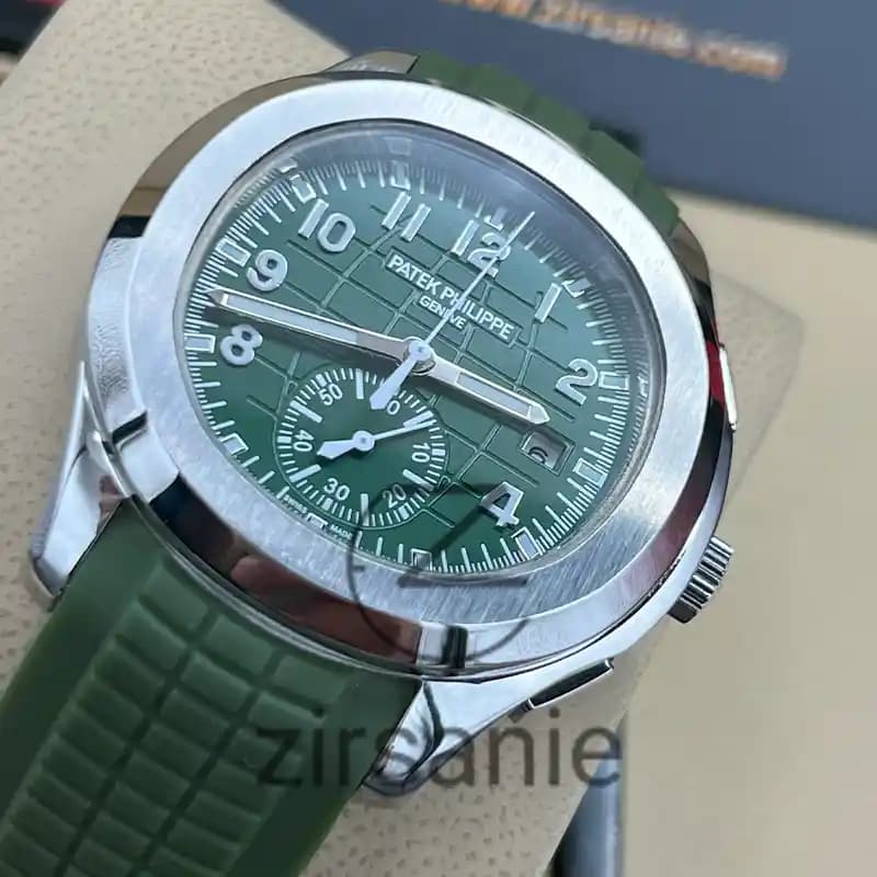 ساعت مچی مردانه پتک فیلیپ آکوانات سیلور سبز Patek Philippe Aquanaut Green Silver — تصویر ۳